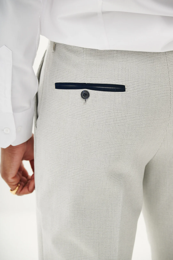 Marc Darcy Bromley Check Stone Trousers