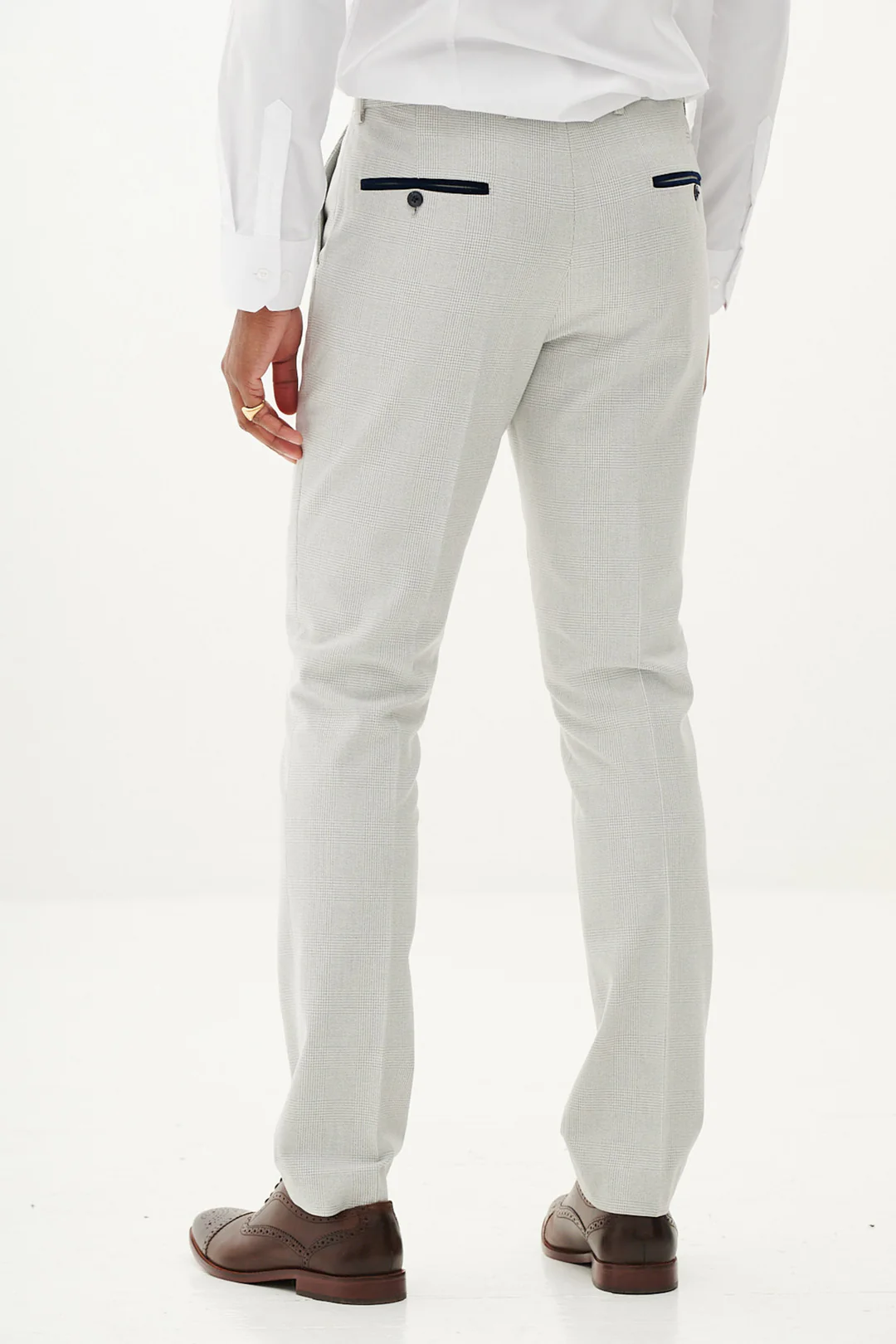Marc Darcy Bromley Check Stone Trousers