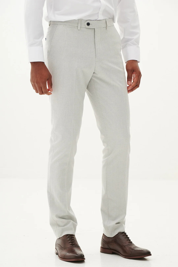 Marc Darcy Bromley Check Stone Trousers