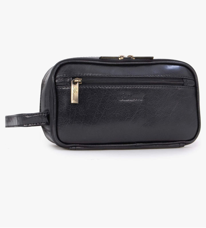Ashwood Leather Wash Bag Black