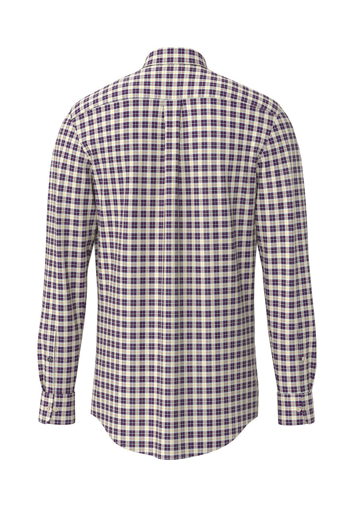 Fynch-Hatton Long Sleeve Oxford Check Deep Merlot