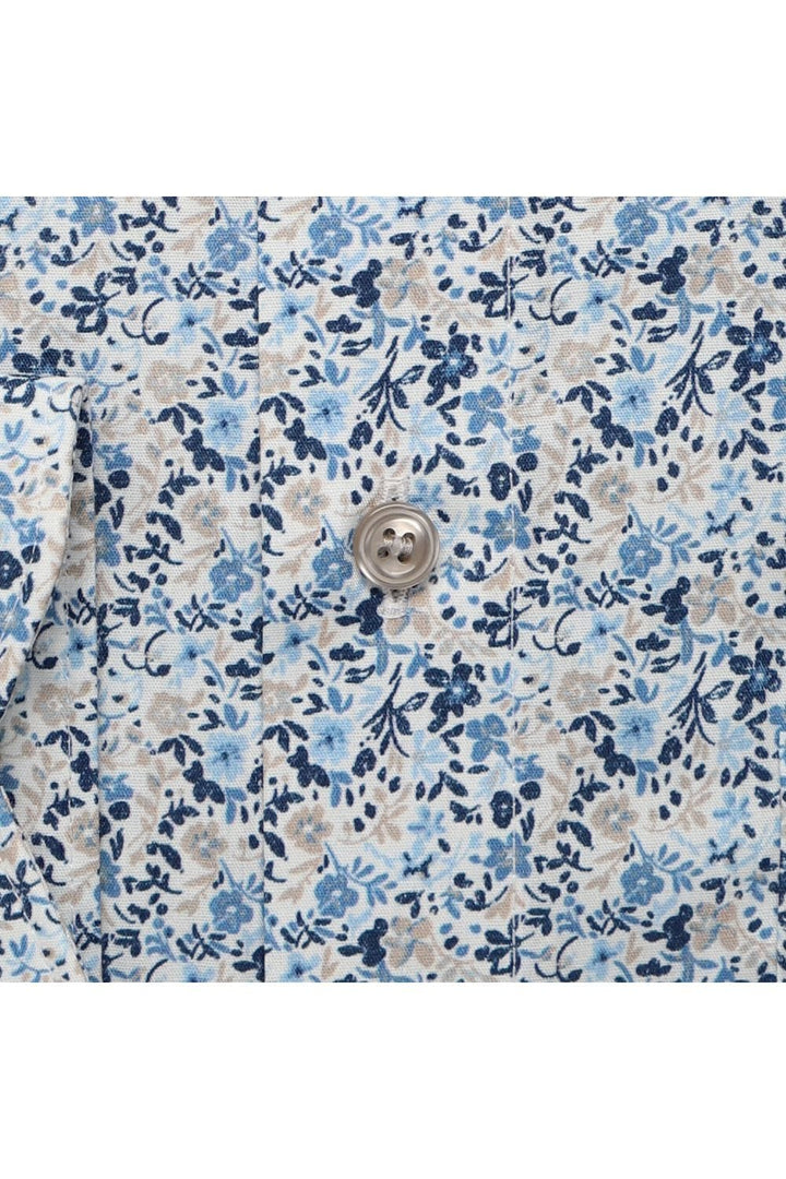 Marvelis Modern Fit floral blue Short Sleeve Shirt