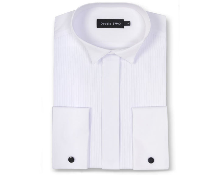 Double Two White Wing Collar Ribbed Piqué Dress Shirt