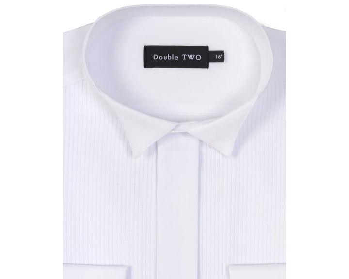 Double Two White Wing Collar Ribbed Piqué Dress Shirt