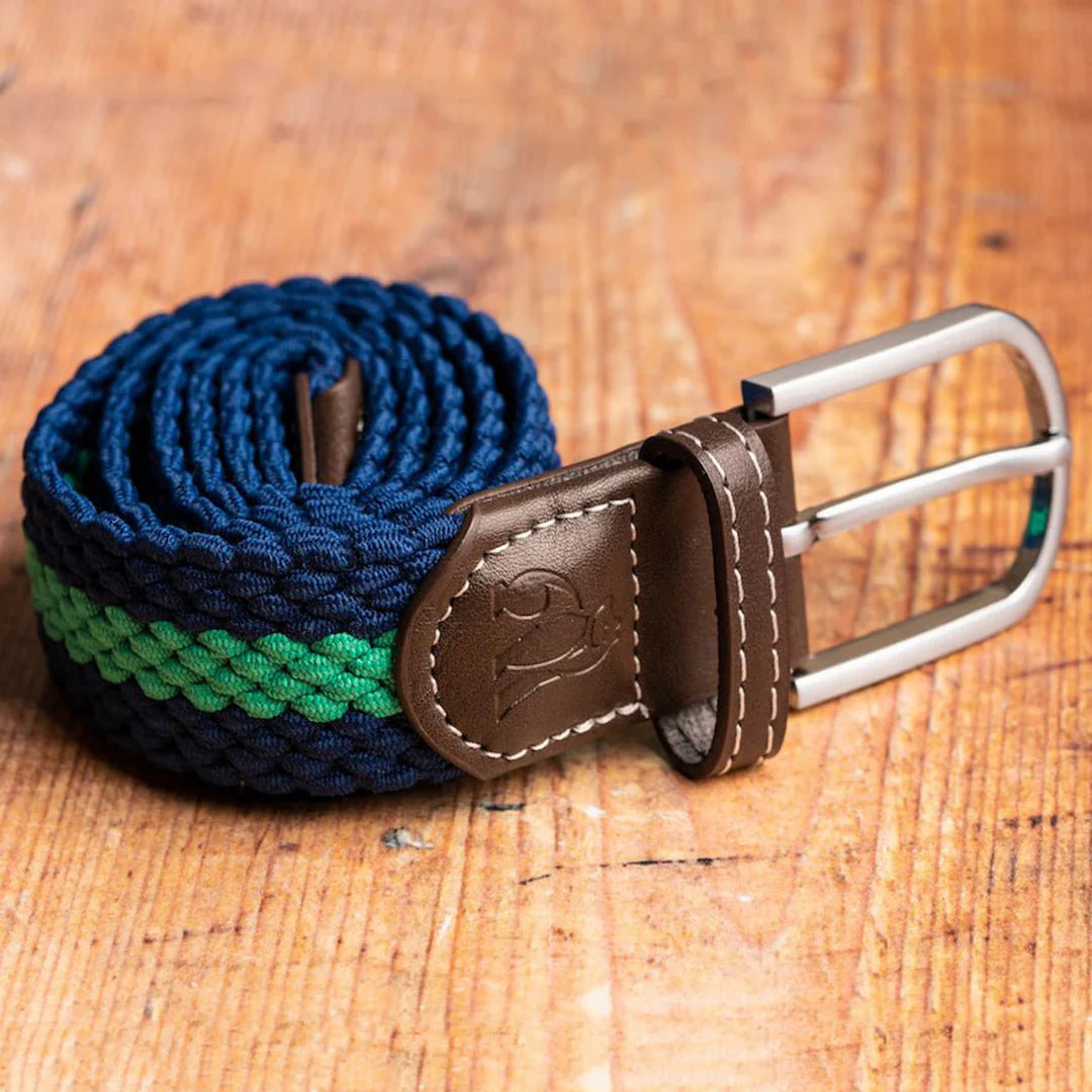 Swole Panda Woven Belt Navy & Green Stripe