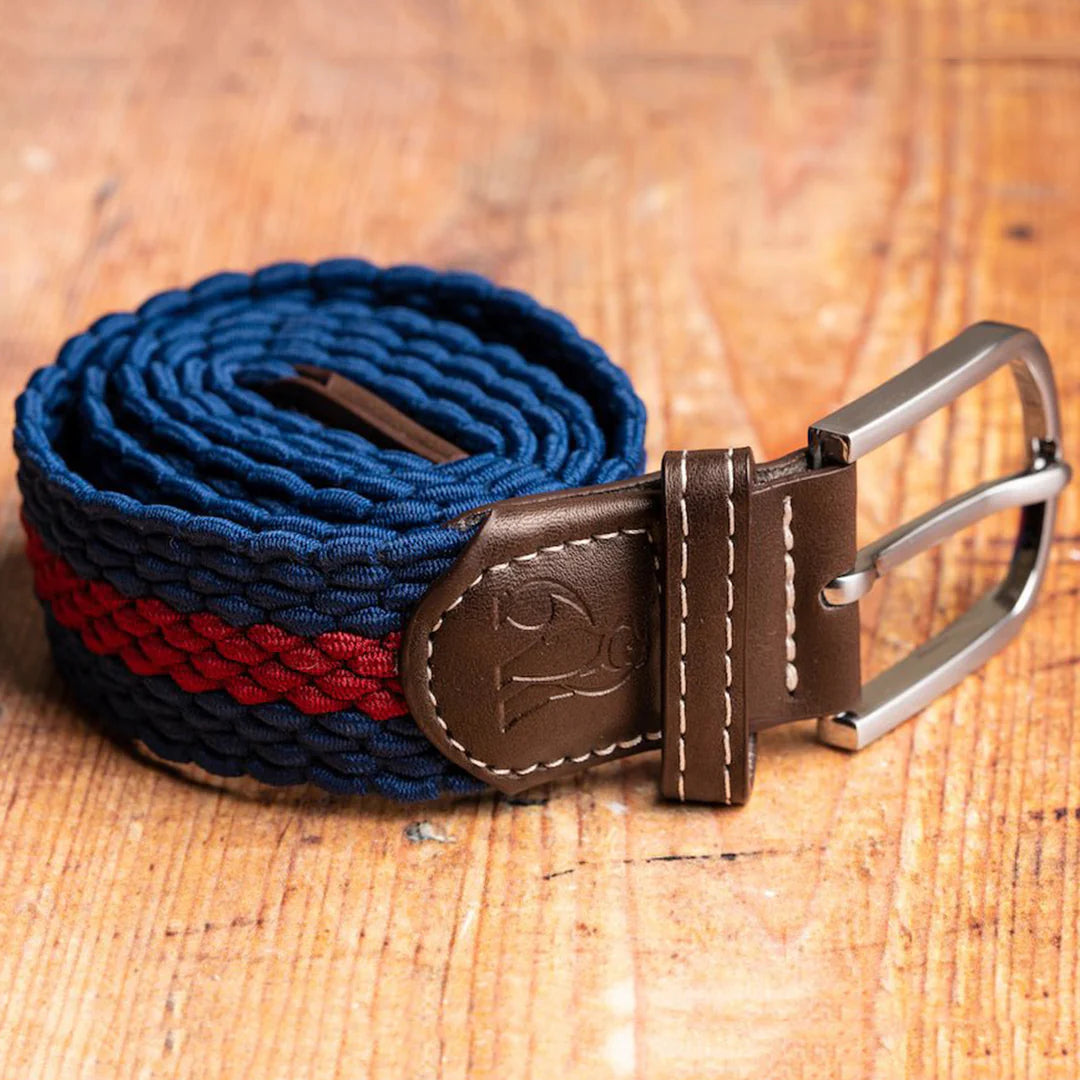 Swole Panda Woven Belt Navy & Burgundy Stripe