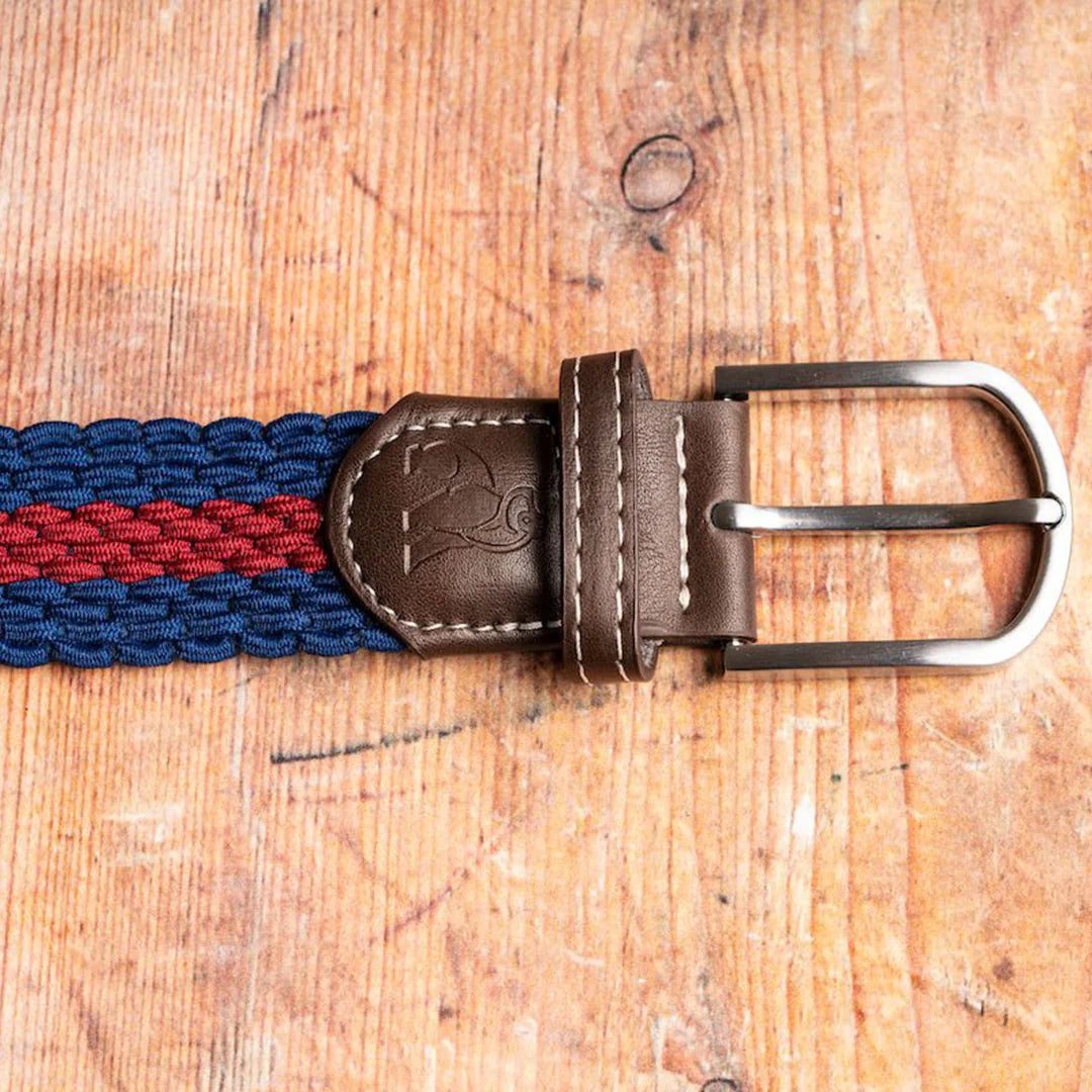 Swole Panda Woven Belt Navy & Burgundy Stripe