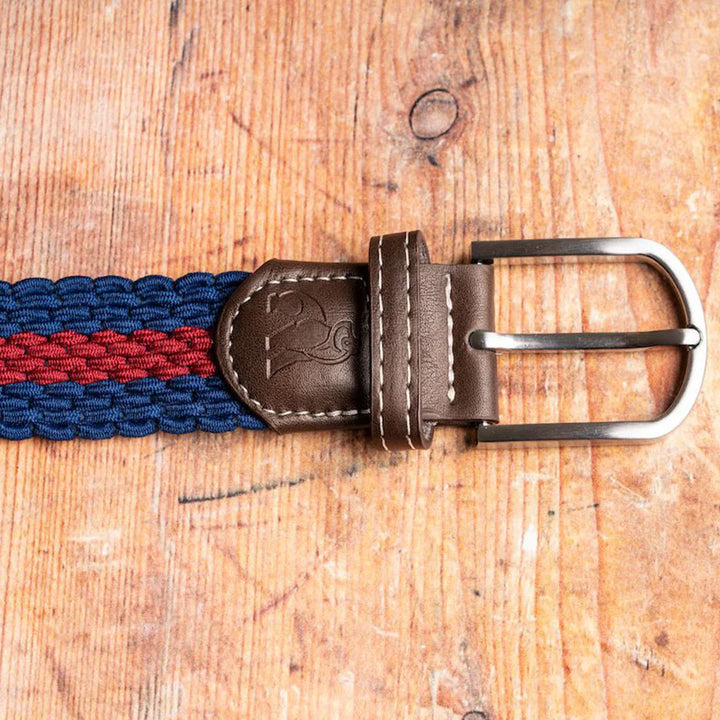 Swole Panda Woven Belt Navy & Burgundy Stripe
