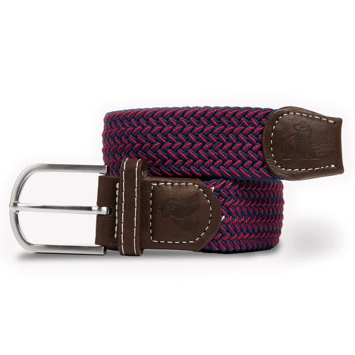 Swole Panda Woven Belt Burgandy & Navy Zig Zag