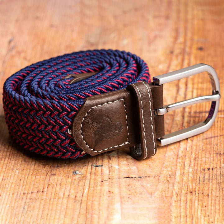 Swole Panda Woven Belt Burgandy & Navy Zig Zag