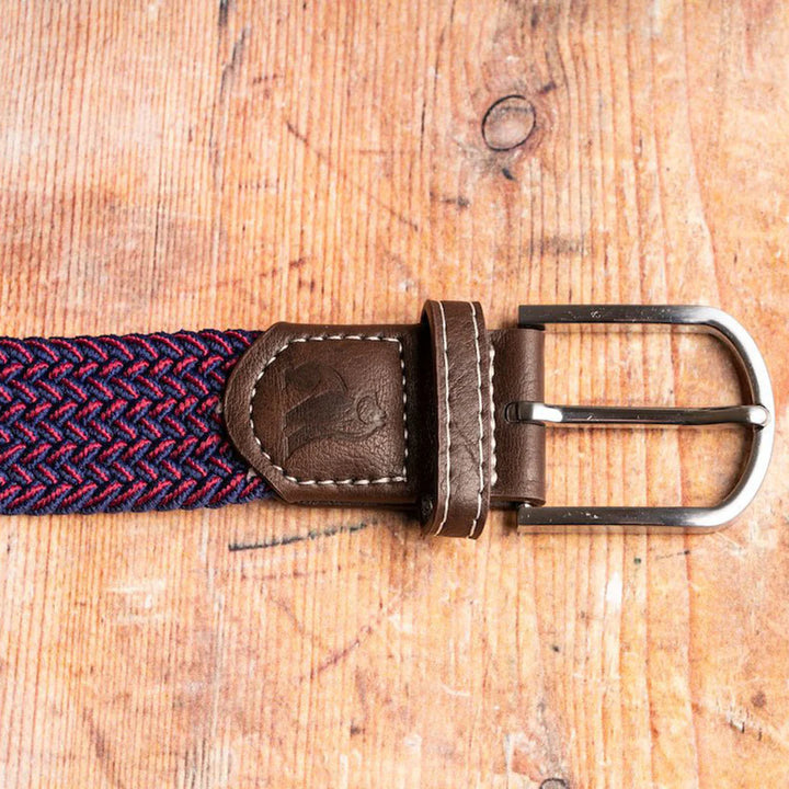 Swole Panda Woven Belt Burgandy & Navy Zig Zag
