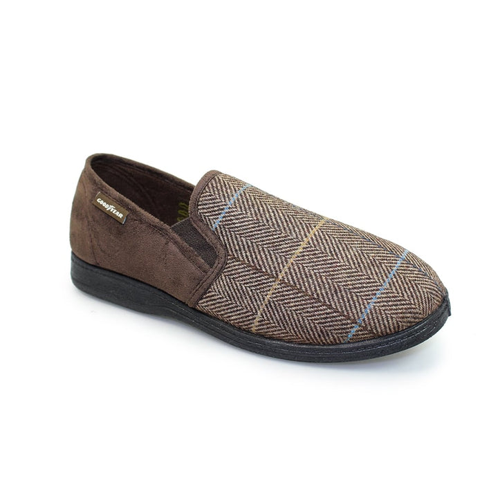 GRS Footwear Brown Tweed Slippers