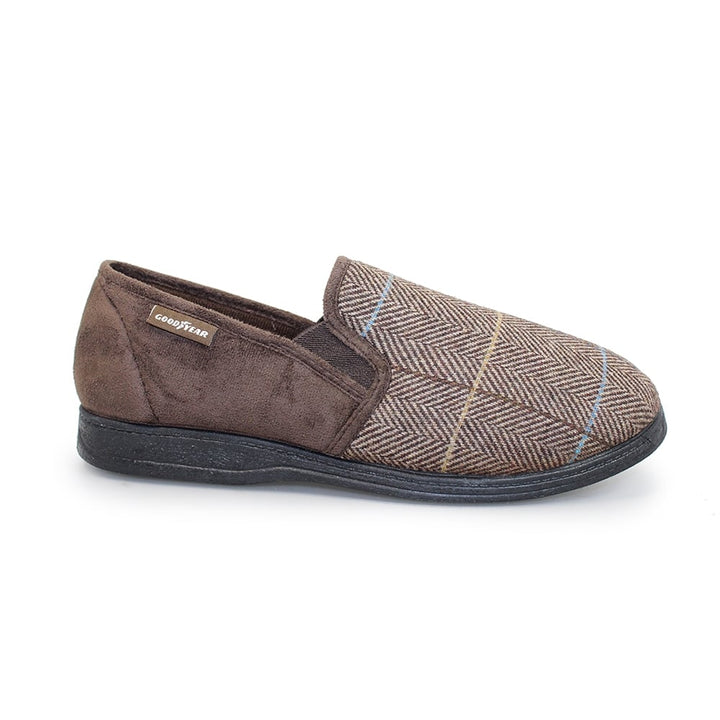 GRS Footwear Brown Tweed Slippers