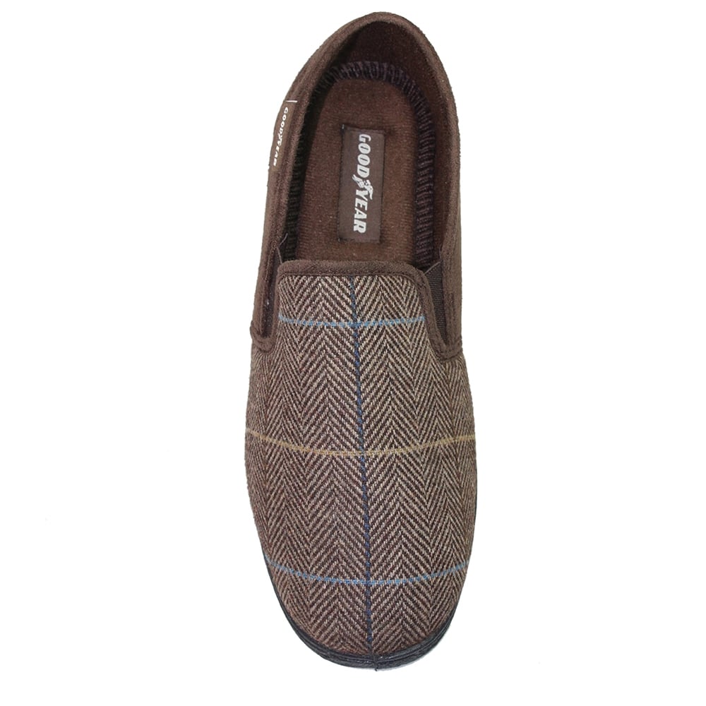 GRS Footwear Brown Tweed Slippers