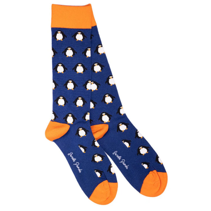 Swole Panda Navy Penguin Bamboo Socks 4-7