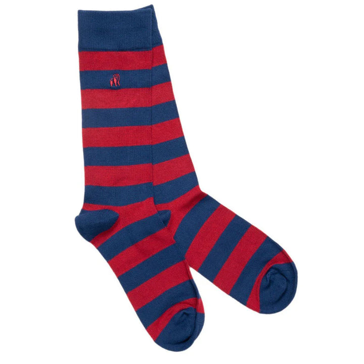 Swole Panda Burgundy Striped Bamboo Socks