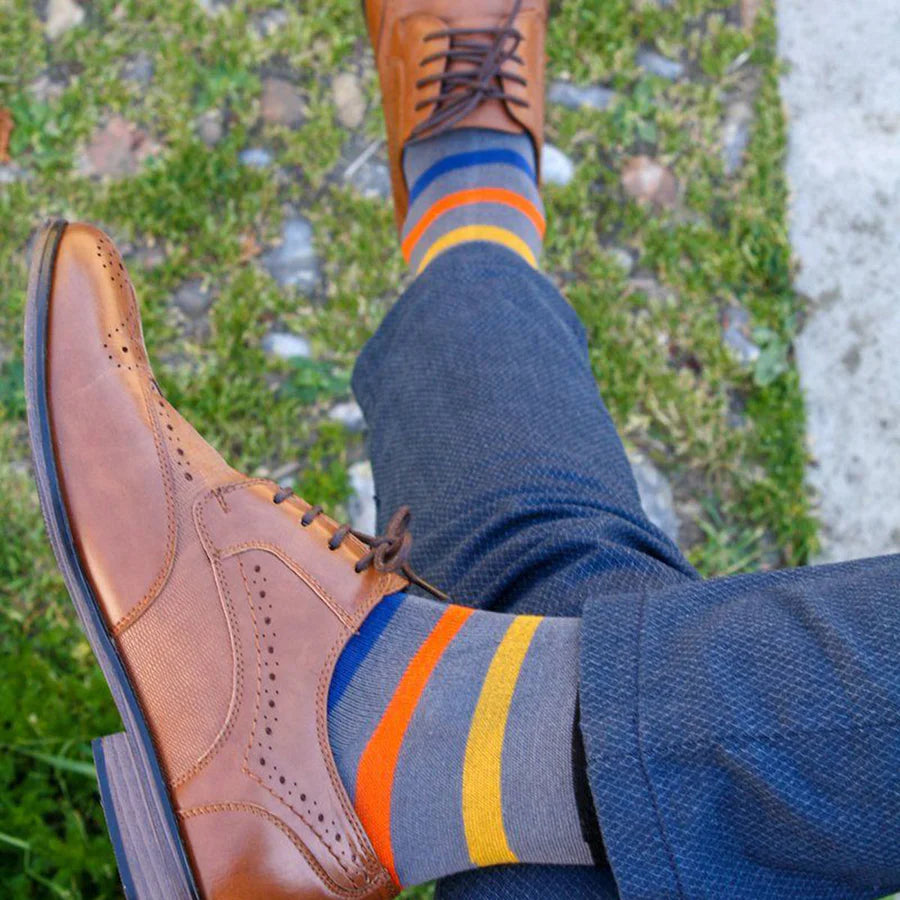 Swole Panda Grey Small Striped Bamboo Socks