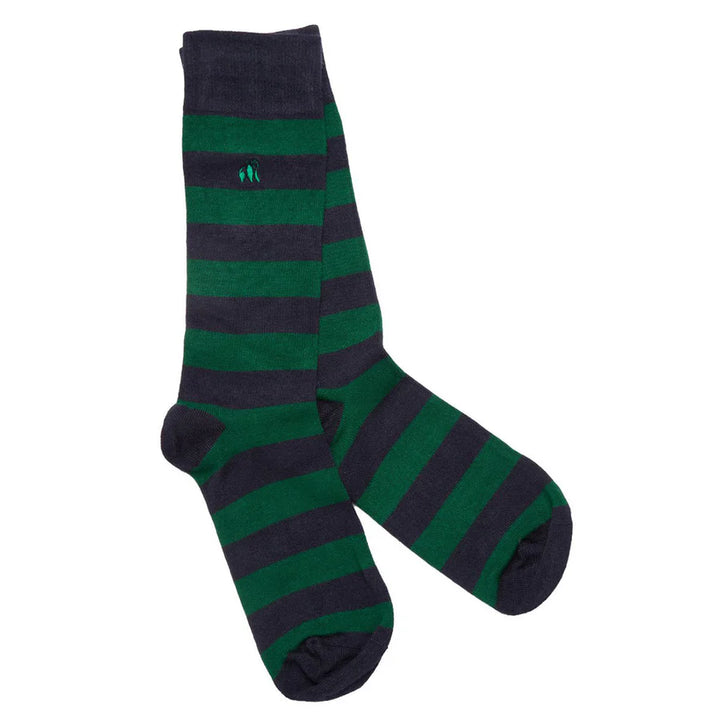 Swole Panda Green Striped Bamboo Socks