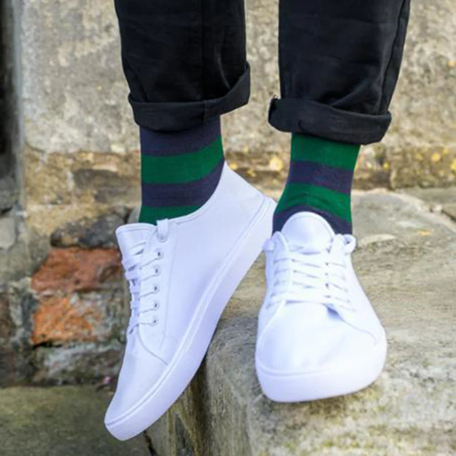 Swole Panda Green Striped Bamboo Socks