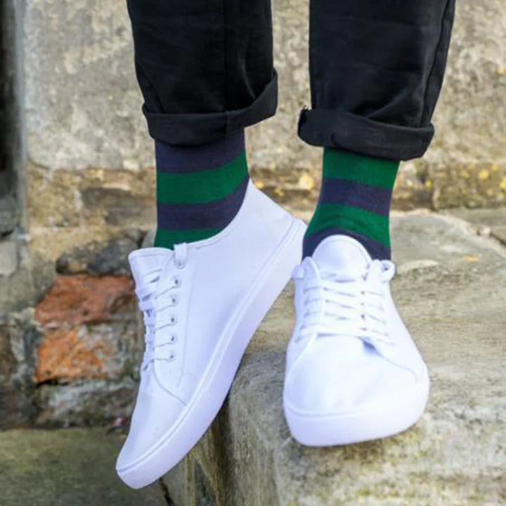 Swole Panda Green Striped Bamboo Socks