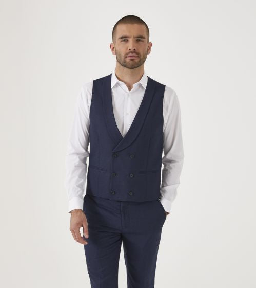 Skopes Harcourt Double Breasted Waistcoat Navy