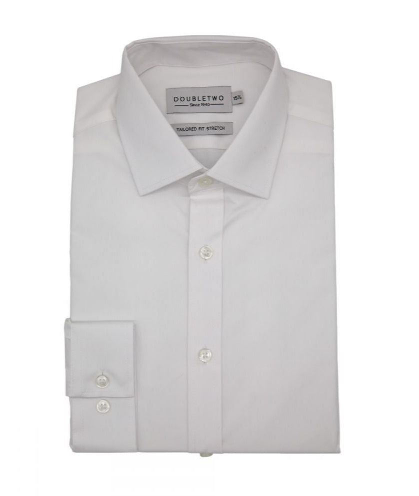 Double Two Tailored Fit White Long Sleeve Shirt