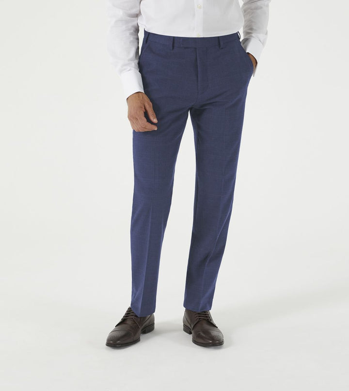 Skopes Guildford Tailored Fit Trousers Navy Blue Check