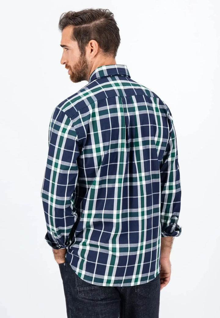 Fynch-Hatton Long Sleeve Shirt Navy Large Check