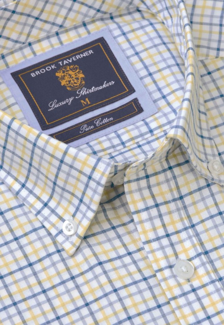 Brook Taverner Lemon Tattersall Check Short Sleeve