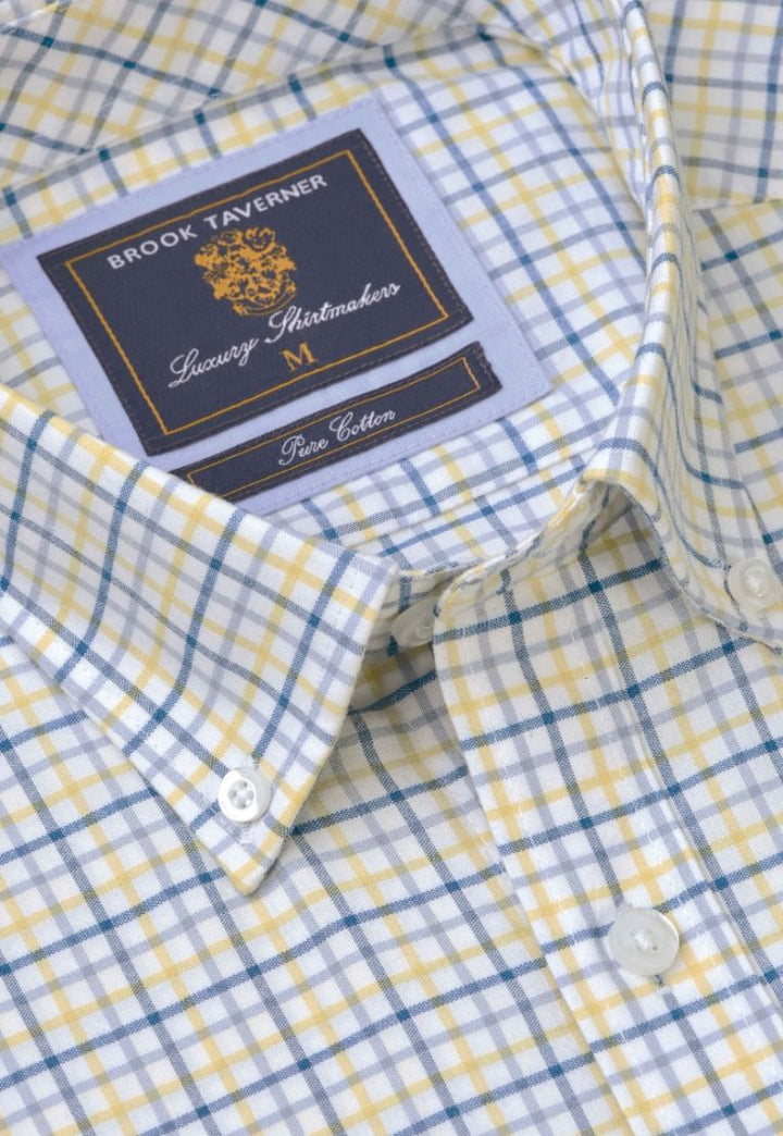 Brook Taverner Lemon Tattersall Check Short Sleeve