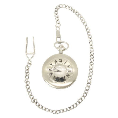 Silver & White Quartz Half Hunter Pocket Watch