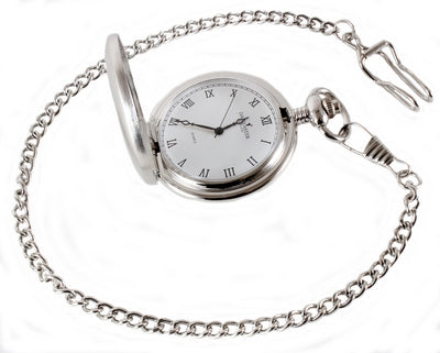 Silver Brushed Quartz Full Hunter Pocket Watch