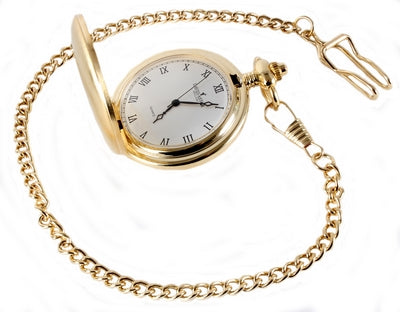 Gold Brushed Quartz Full Hunter Pocket Watch