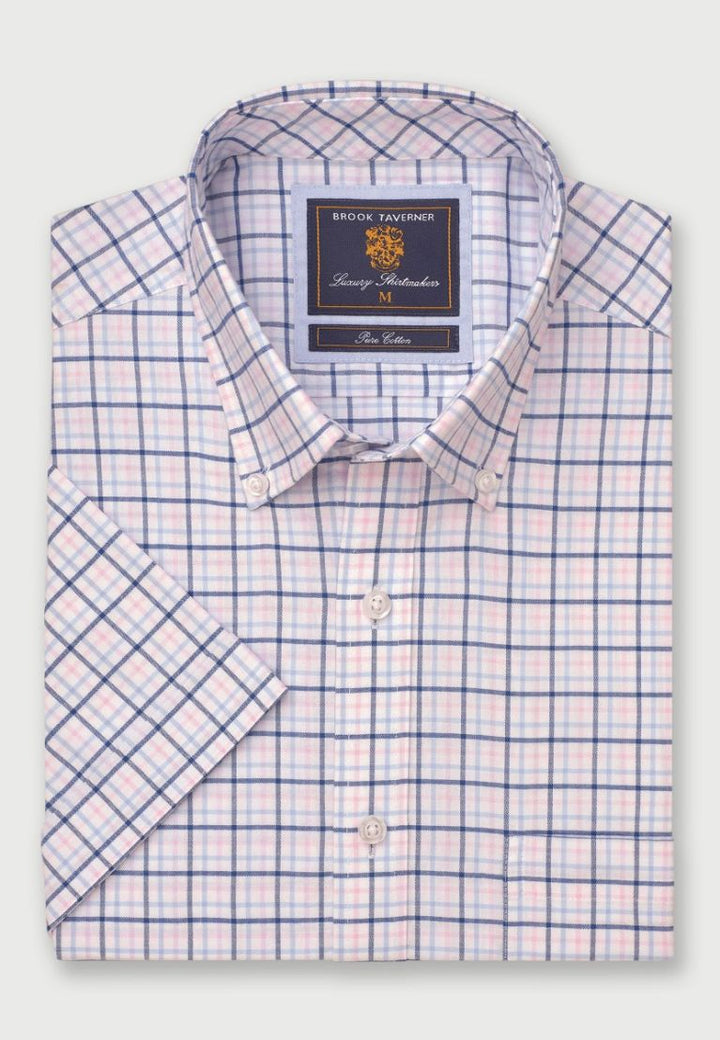 Brook Taverner Pink Tattersall Check Short Sleeve