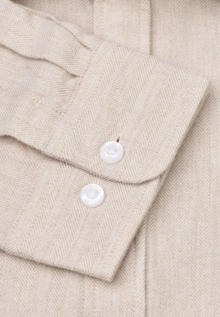 Brook Taverner Beige Herringbone Long Sleeve