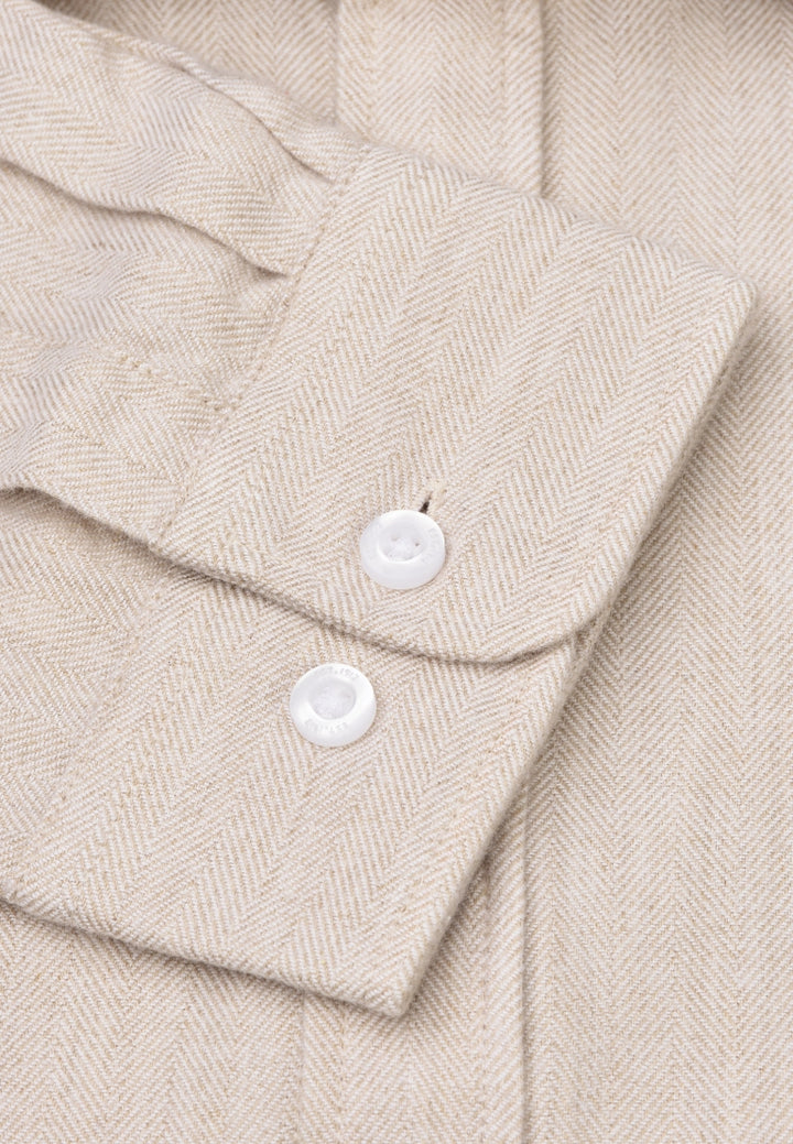 Brook Taverner Beige Herringbone Long Sleeve