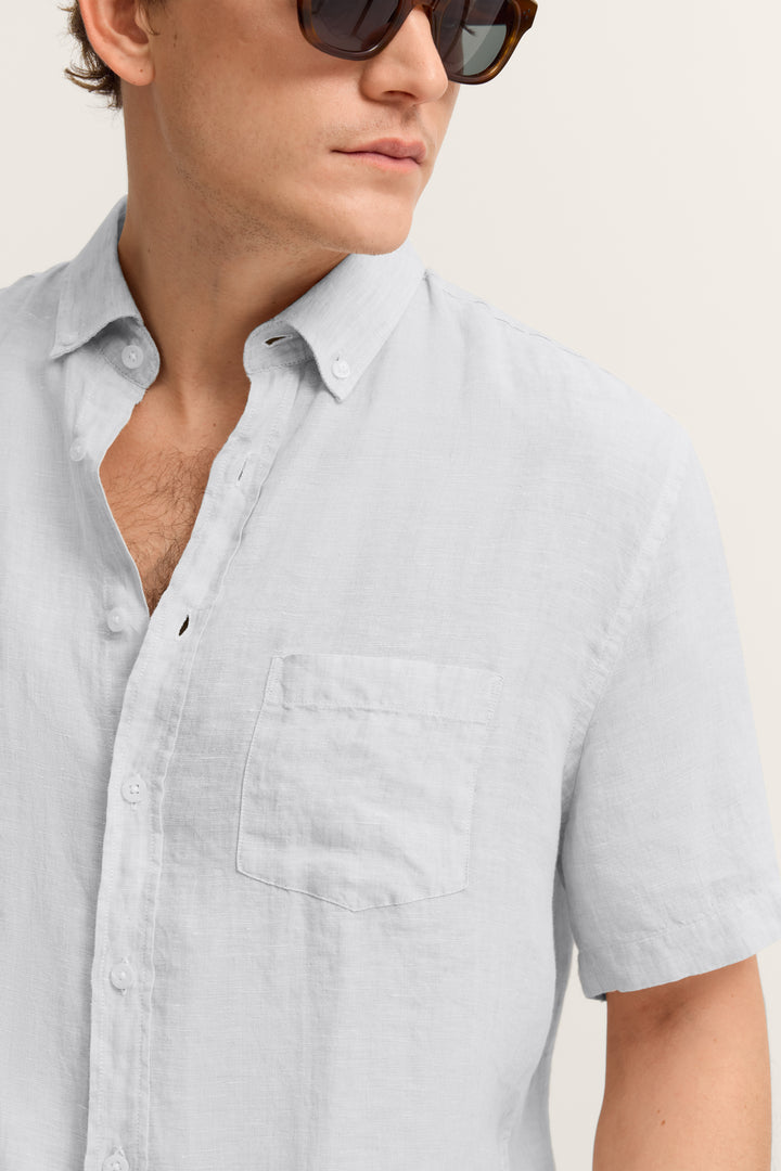 Bugatti Linen Short Sleeve Shirt White