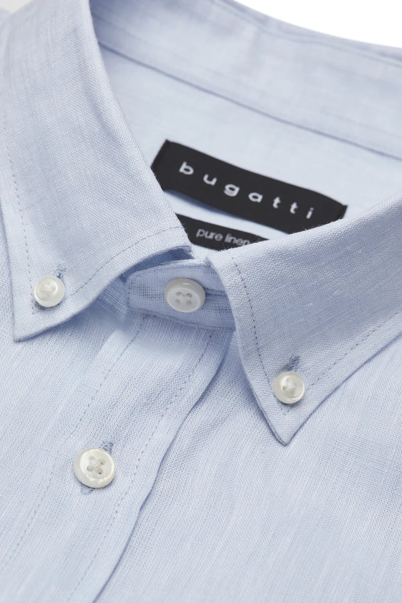 Bugatti Short Sleeve Linen Shirt Blue