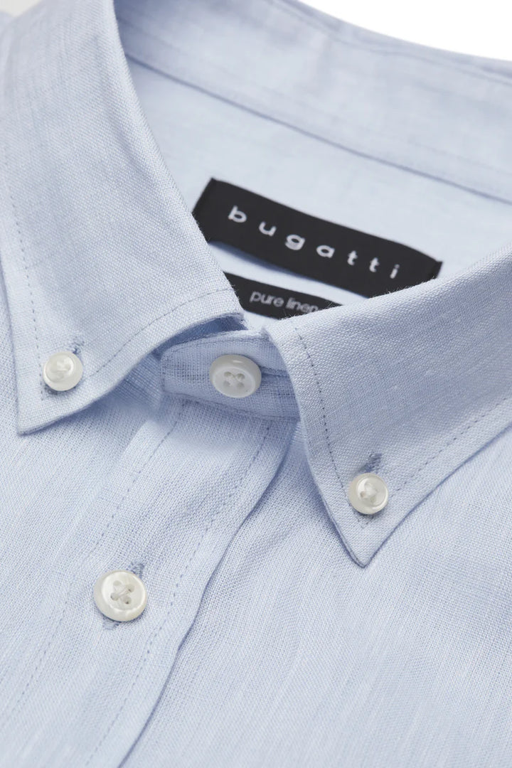 Bugatti Short Sleeve Linen Shirt Blue