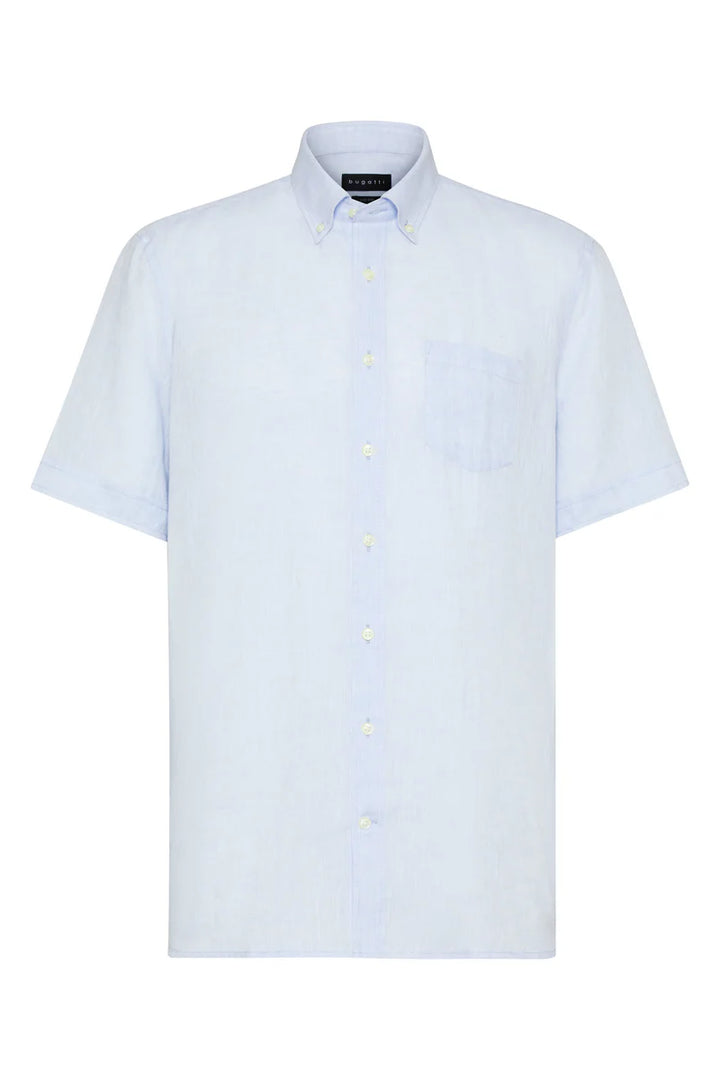 Bugatti Short Sleeve Linen Shirt Blue