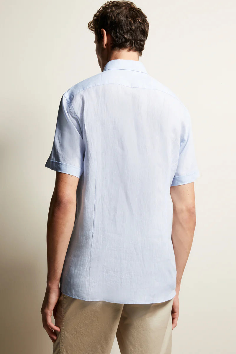 Bugatti Short Sleeve Linen Shirt Blue