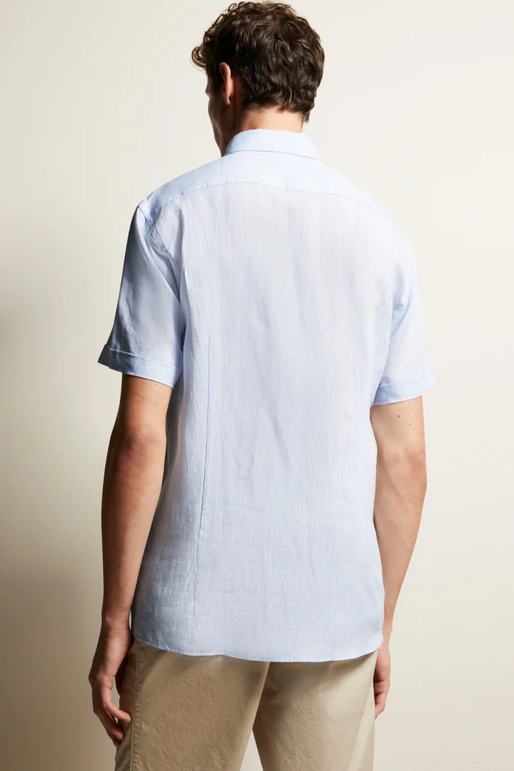 Bugatti Short Sleeve Linen Shirt Blue