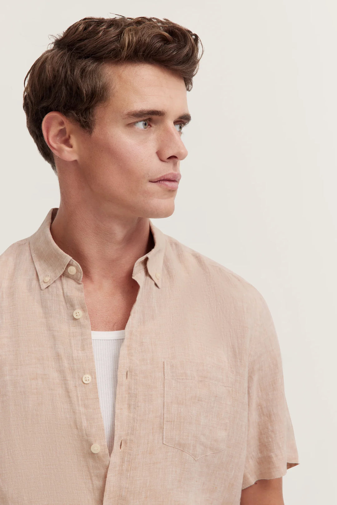 Bugatti Short Sleeve Linen Shirt Taupe