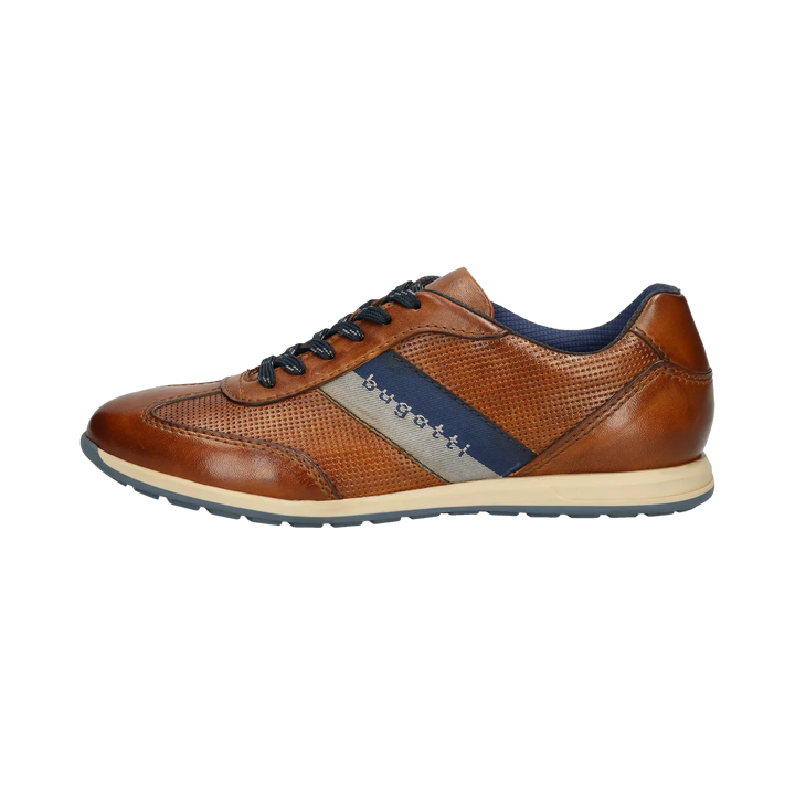 Bugatti Cognac Leather Stripe Trainer