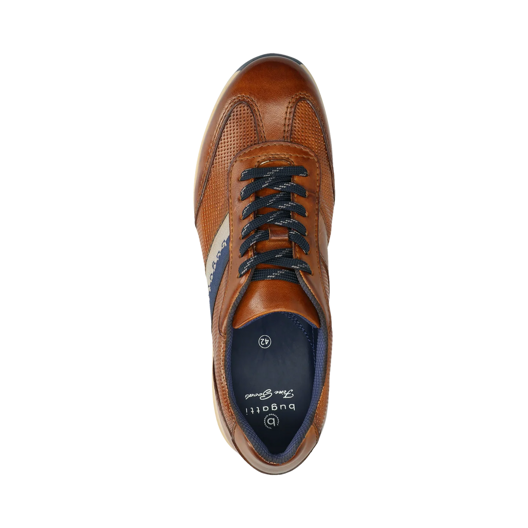 Bugatti Cognac Leather Stripe Trainer