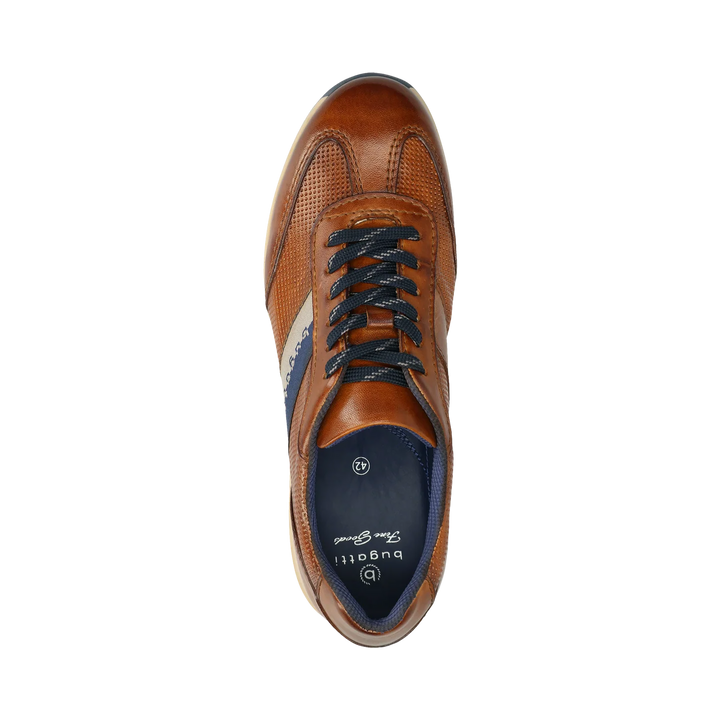 Bugatti Cognac Leather Stripe Trainer