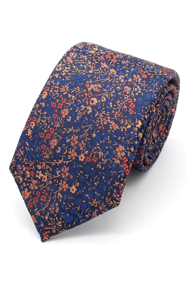 Ditsy Floral Tie - Navy & Copper