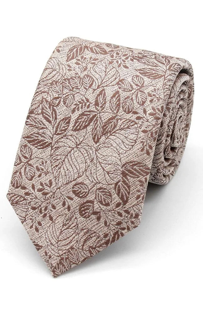 Textured Floral Tie - Bark