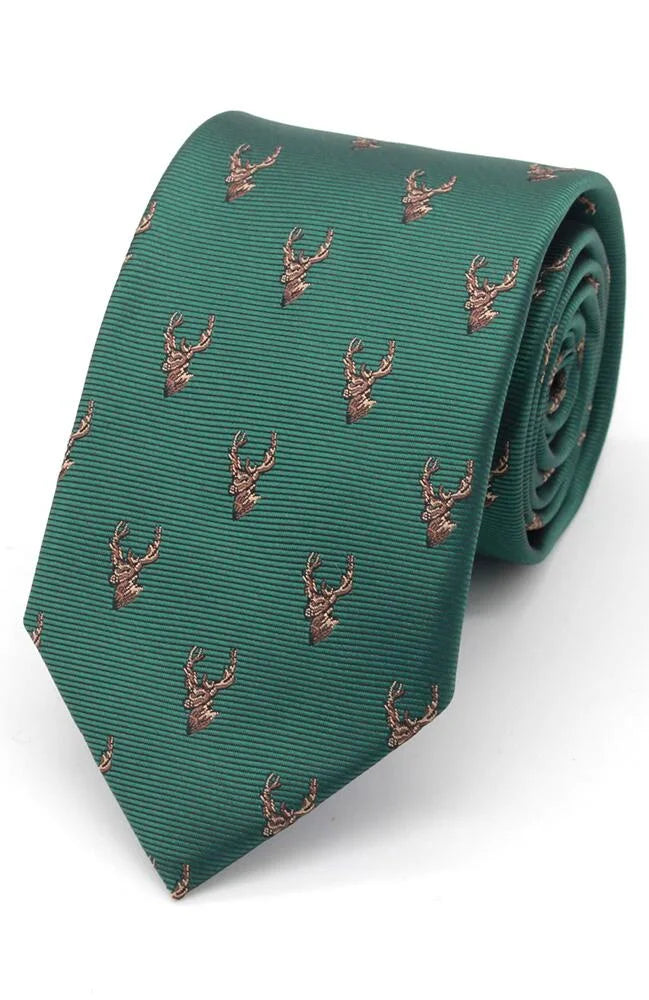 Stags Head Tie Bottle Green
