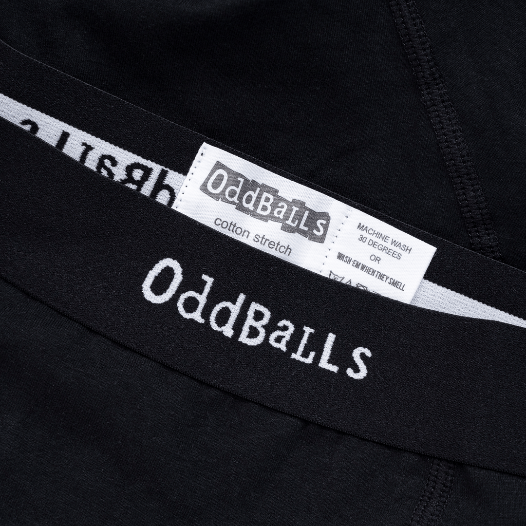 OddBalls Classic Black - Mens Cotton Boxer Shorts